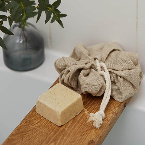 Cotton & linen bath pouf