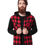 'Vegan' print checked flannel hoodie